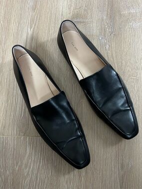 The Row Minimal Leather Loafers Black Size 39.5
